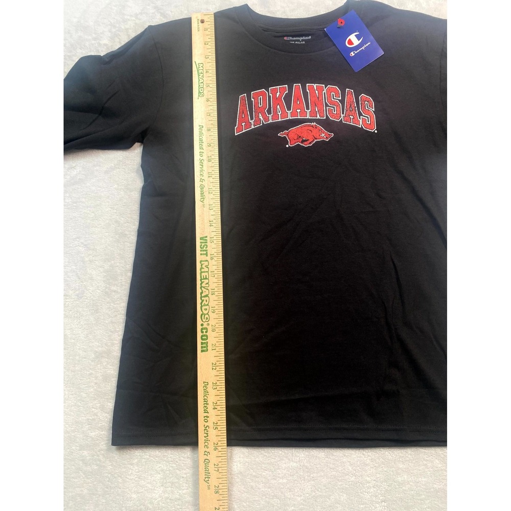 Champion Arkansas Razorbacks Football Team Shirt‎ Boys YXL Black Red Logo NWT - Picture 8 of 10